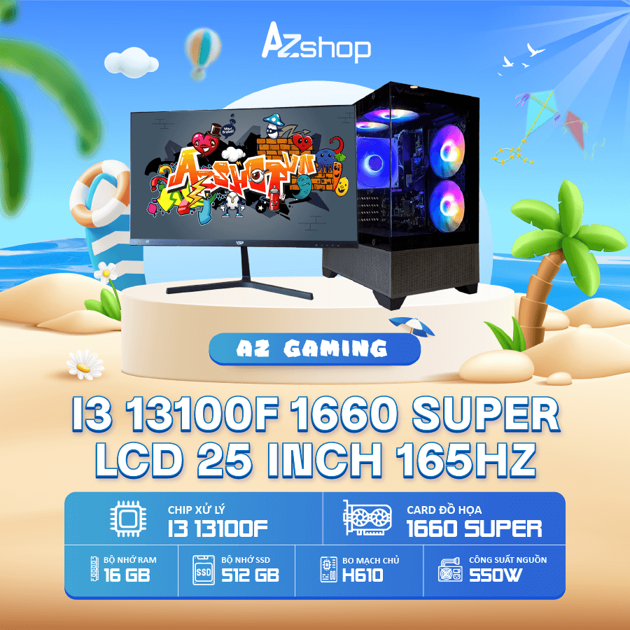 🔊𝐂𝐚𝐬𝐞 𝐀𝐳𝐆𝐚𝐦𝐞𝐫 𝐢𝟑 𝟏3𝟏𝟎𝟎𝐅 1660 SUPER 6GB & LCD 25 inch 165HZ !