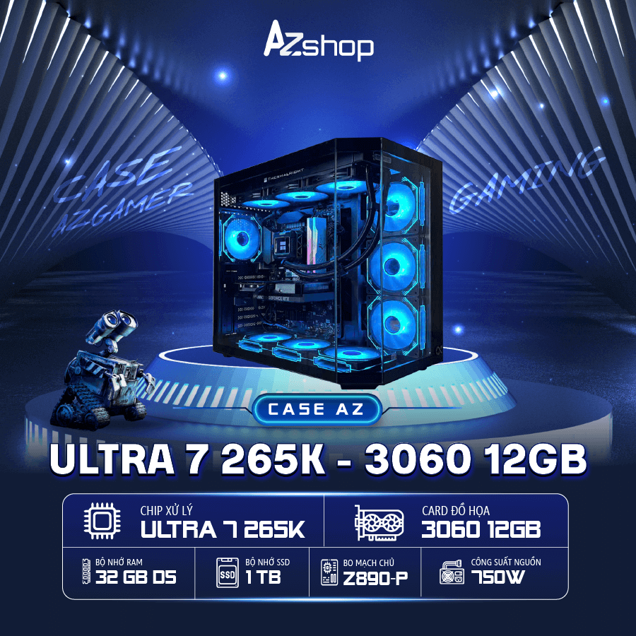 🔊Case Azgamer CPU Ultra 7 265K 3060 12GB !