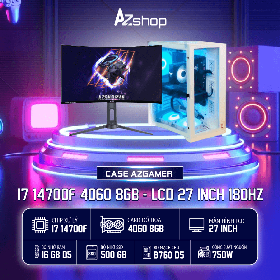 🔊𝐂𝐚𝐬𝐞 𝐀𝐳𝐆𝐚𝐦𝐞𝐫 𝐢𝟕 𝟏4𝟕𝟎𝟎F VGA 4060  8gb Ram & LCD 27 inch 180hz !