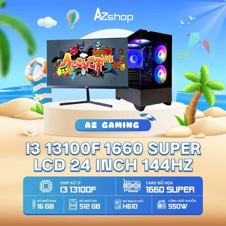 🔊𝐂𝐚𝐬𝐞 𝐀𝐳𝐆𝐚𝐦𝐞𝐫 𝐢𝟑 𝟏3𝟏𝟎𝟎𝐅 1660 SUPER 6GB & LCD 24 inch 144HZ !