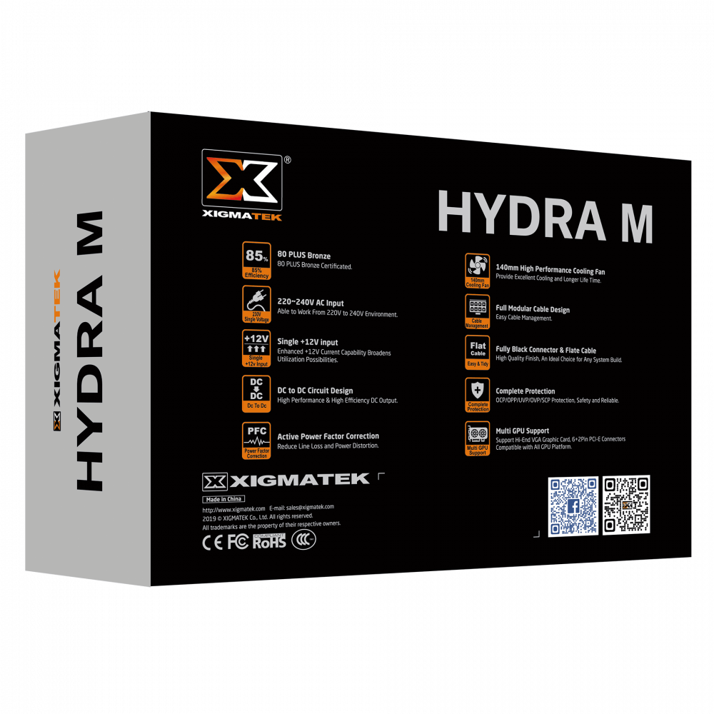 Nguồn Cao cấp XIGMATEK HYDRA M 750 (EN44221) - 80PLUS BRONZE, 100% CÁP RỜI