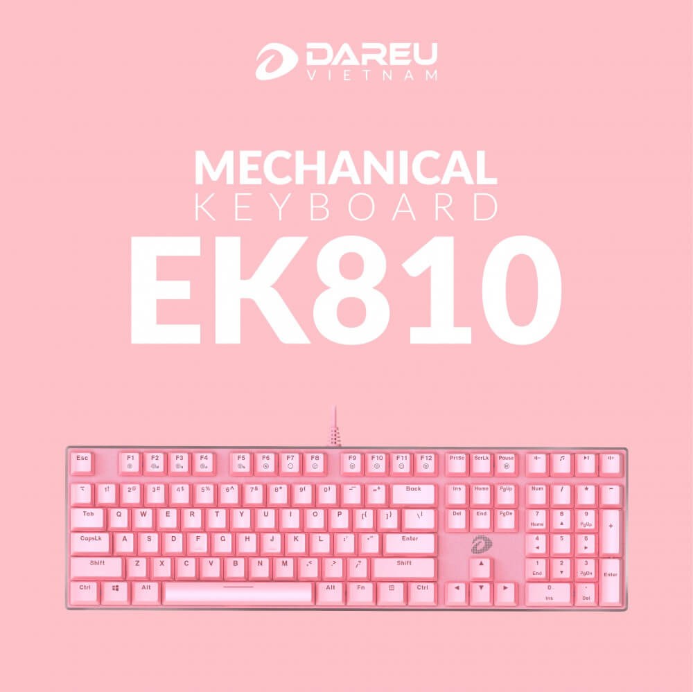 Combo Bộ bàn phím cơ Dareu EK810 và Chuột không dây Dareu LM115G màu hồng