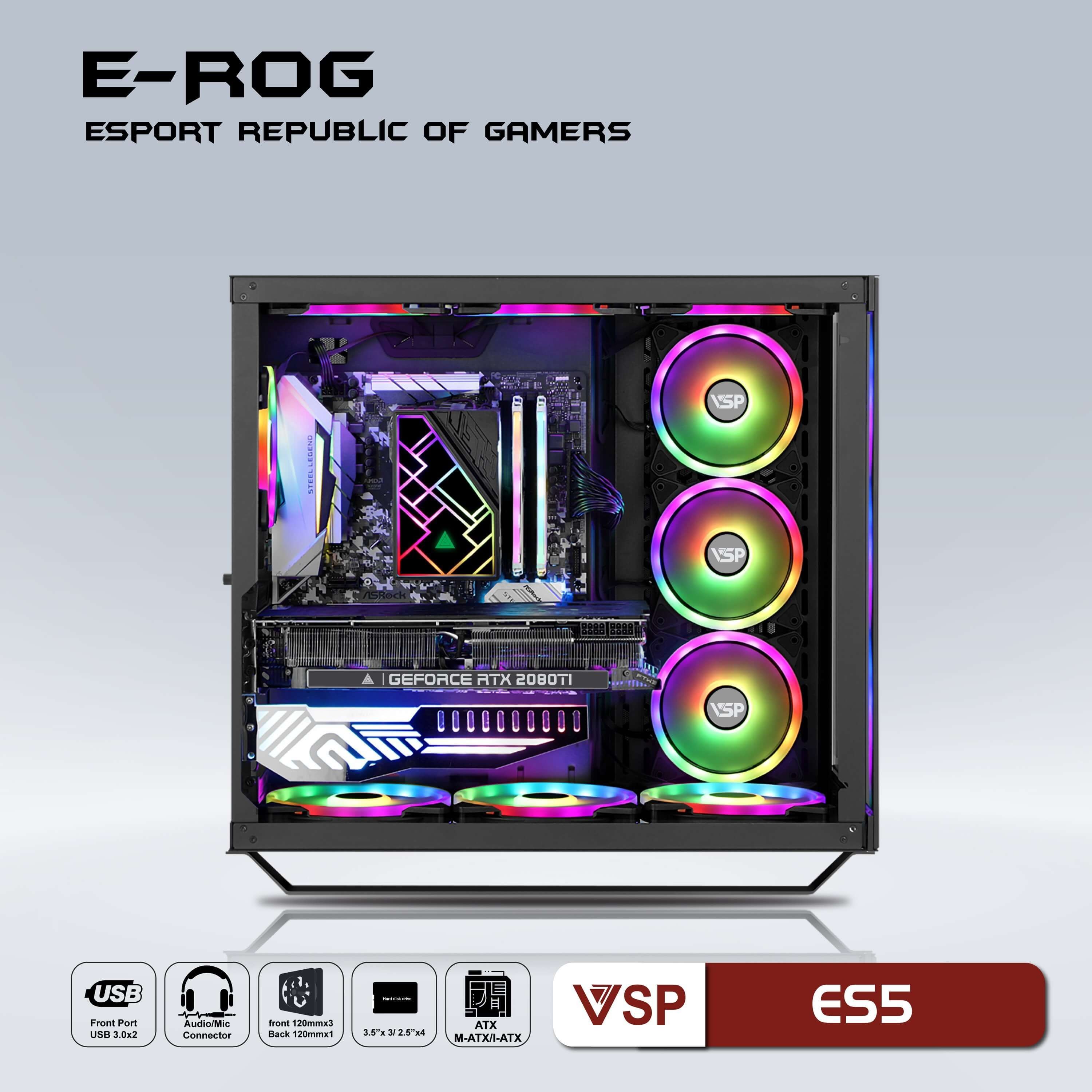 Case VSP E-ROG ES5 (Mid Tower/Màu Đen)